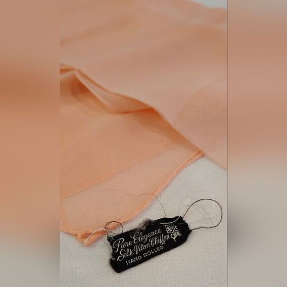 Free Vintage Silk Sheer Chiffon Scarf Peachy Pink - Picture 2 of 8